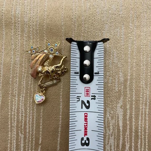 Rhinestone KIRKS FOLLY Charm BROOCH / PIN~ Shooting STAR Heart CHERUB / ANGEL - Picture 6 of 6